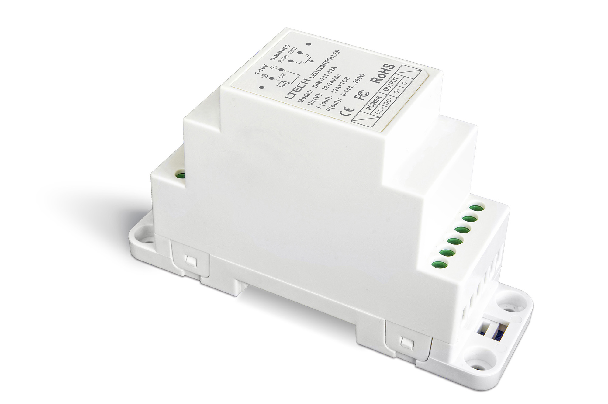 DIN-711-12A  1 Channel CV 0/1-10V Dimming Driver 12/24V DC 12A (12A x 1CH)